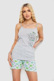 Жіноча піжама з принтом, колір сірий, 238R3052