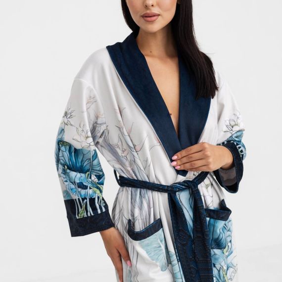 Халат женский из плюшевого велюра эксклюзивный Flower 18292 2XL-3XL | Зображення 2