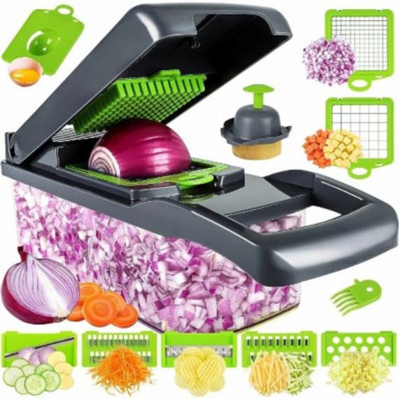 Універсальна овочерізка - мультислайсер Nicer Dicer 25 в 1 · Терка - подрібнювач з контейнером, 25 предметів | Зображення 2
