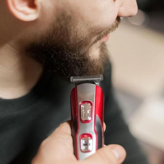 Аккумуляторная машинка для стрижки волос 10в1, Geemy GM 592, Красный / Профессиональный триммер с насадками | Зображення 1