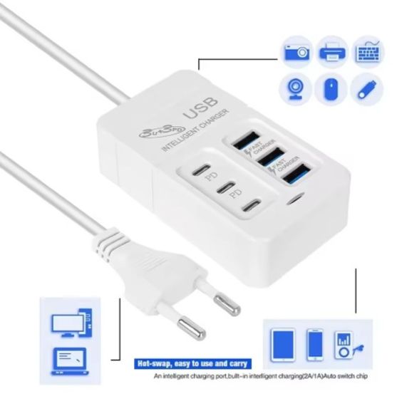 Адаптер блок живлення USB на 6 портів зарядний пристрій 3а 5 вольт 35W | Зображення 2