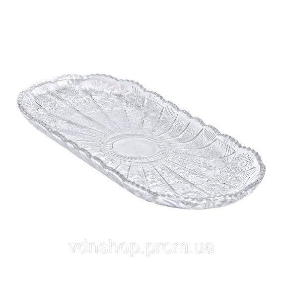 Сервировочное блюдо для подачи закусок 33.5х15х2 см стеклянное овальное HP-YH-25