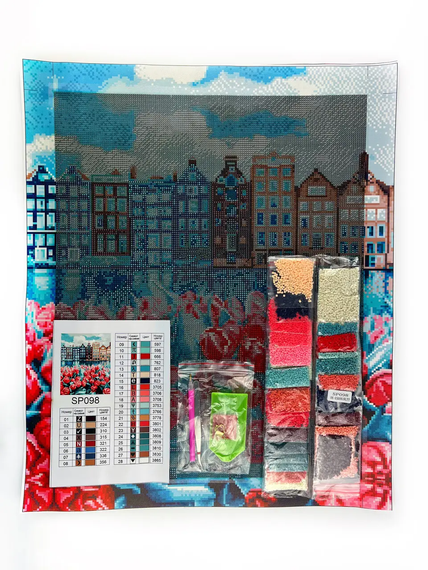 Алмазна мозаїка Місто в тюльпанах 40х50 см ColorArt SP098 | Зображення 2