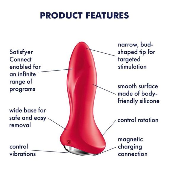 Анальна смарт-пробка з кульками, що обертаються Satisfyer Rotator Plug 1, червоний sexstyle | Зображення 7