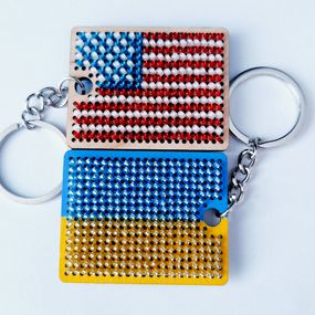 Брелок вышитый флаг США и Украины