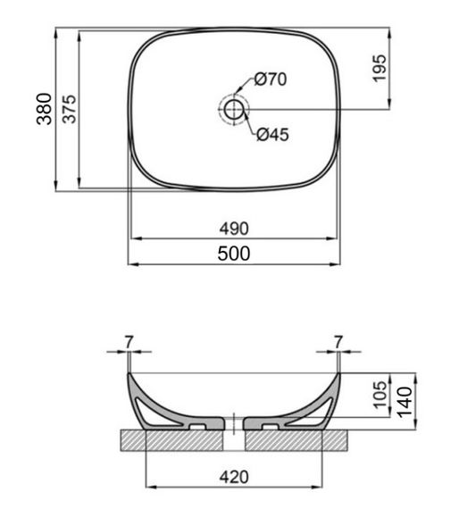 Раковина Qtap Cardinal 500х380х140 мм, White, овальна, без донного клапана QT04116302W | Зображення 1