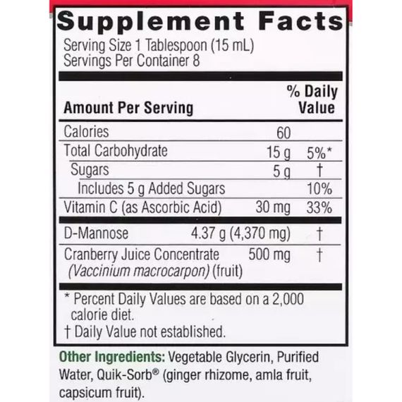 Урологический препарат Nature's Answer D-Mannose & Cranberry Concentrate 4870 mg 120 ml /8 servings/ | Зображення 1