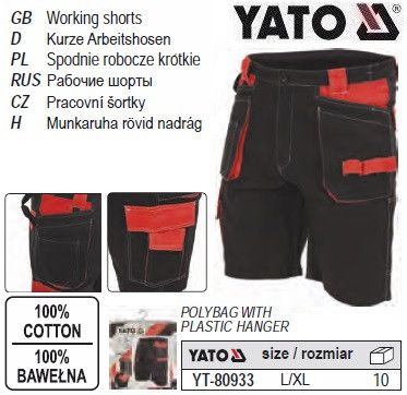 Шорти робочі YATO Польща розмір XL 100%-бавовна YT-80933