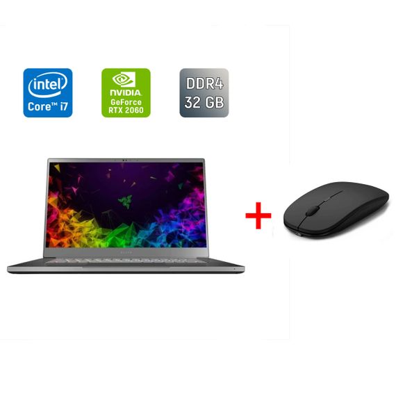 Ігровий ноутбук Б-клас Razer Blade 15 / 15.6" (1920x1080) IPS / Intel Core i7-8750H (6 (12) ядер по 2.2 - 4.1 GHz) / 32 GB DDR4 / 1000 GB SSD / nVidia GeForce RTX 2060, 6 GB GDDR6, 192-bit / WebCam б/в + Подарунок Бездротова миша / USB