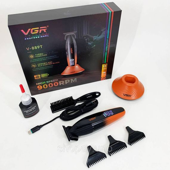Мужской триммер для окантовки VGR V-889T, Триммер с насадками разной длины, Електромашинка для стрижки MA-14 | Зображення 7