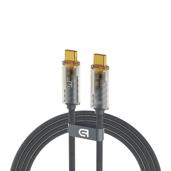 Кабель ArmorStandart AT-C1T USB Type-C to USB Type-C transparent 100W 1m Grey (ARM75871)