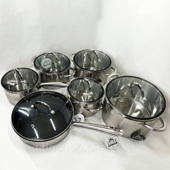 Набір каструль для дому з антипригарним покриттям 12 предметов ASTRA A-2412, Набір посуду каструлі RD-93 | Зображення 3