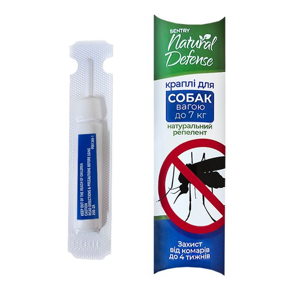 Капли от комаров, блох и клещей Sentry Natural Defense для собак весом до 7 кг, 1 шт