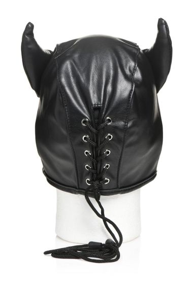 Маска з рогами Master Series: Dungeon Demon Bondage Mask with Horns, чорна Sex Aura | Зображення 3