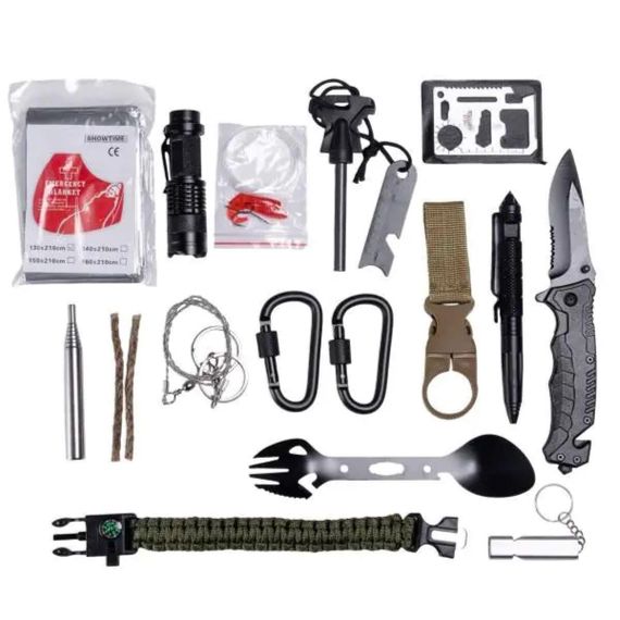 Туристичний набір для виживання в пластиковому чохлі 18х11х5 см похідний набір інструментів для кемпінгу Lugi HP-D-2 | Зображення 1