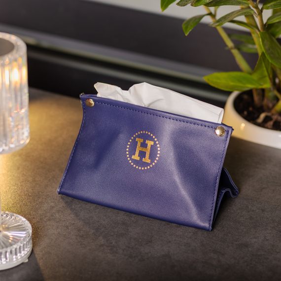 Серветниця з еко шкіри 20×7.5×11.5 см для серветок на кнопках Синій HP-3-213BL | Зображення 5