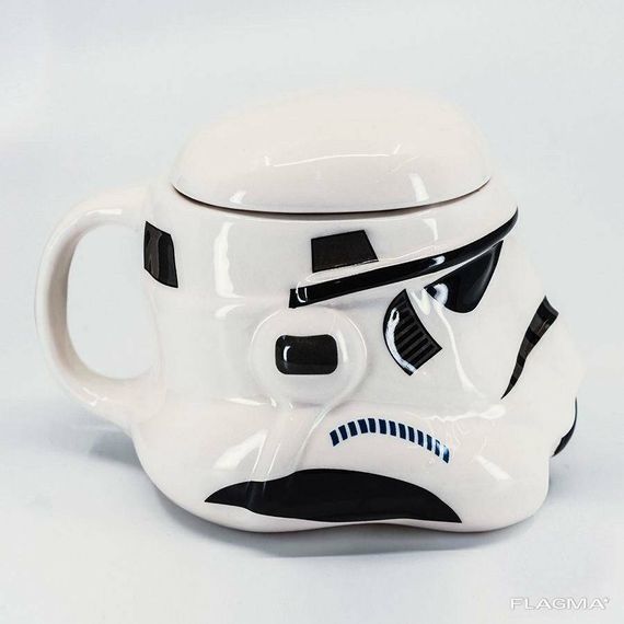 Чашка Кружка с крышкой Star Wars 3D Штурмовик (Белая) Керамика