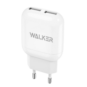 Зарядний пристрій мережевий 2USB 2,1А білий WALKER WH-33