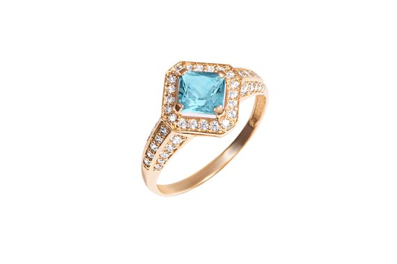 Кольцо из красного золота с топазом и фианитами K-0441 16.5