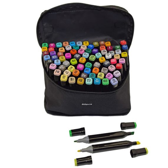 Набір скетч маркерів для малювання 80 шт, Спиртові маркери для початківців, Маркери CY-732 для дітей | Зображення 1