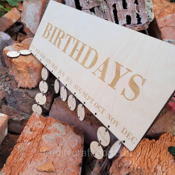 Деревянный календарь Birthday с подвесными колечками, настенная доска именинников | Зображення 3