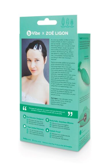 Анальна пробка з вібрацією, рельєфна B-VIBE-TEXTURE PLUG TWIST, зелена sexstyle | Зображення 17