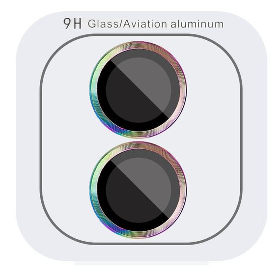 Захисне скло Metal Classic на камеру (у упак.) для Apple iPhone 16 (6.1") / 16 Plus (6.7") Бузковий / Rainbow