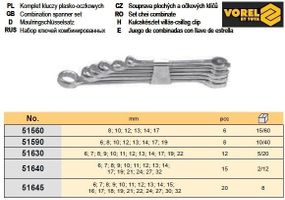 Набор ключ рожково - накидні М 6-22 мм 12шт VOREL-51630