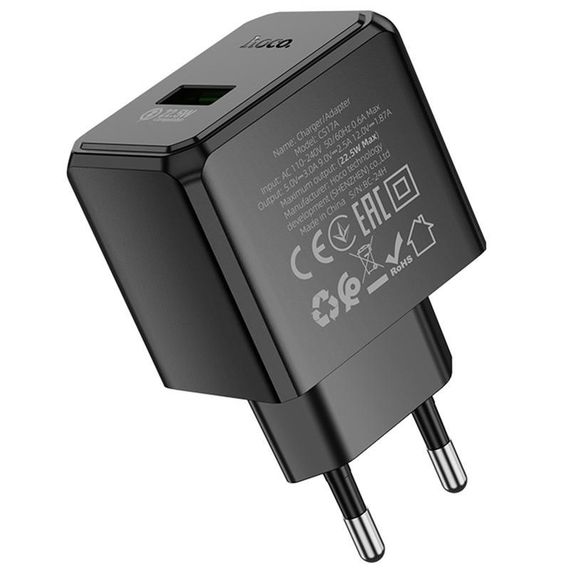 СЗУ Hoco CS17A Wish QC3.0 22.5W (1USB-A) Black | Зображення 2