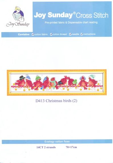 Набір для вишивання за нанесеною на канву схемою "Christmas birds 2".AIDA 14CT printed , 70*17 см | Зображення 1