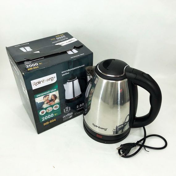 Електрочайник Rainberg RB-804 дисковий 2л, чайник електро, стильний електричний чайник, електронний | Зображення 6