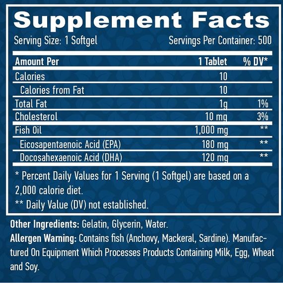 Омега 3 Haya Labs Omega 3 1000 mg 500 Softgels | Зображення 1