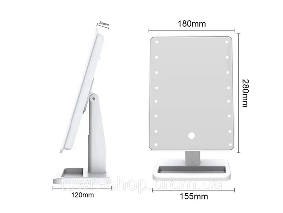 Зеркало косметическое настольное с LED подсветкой 22led 00032 8689 | Зображення 4