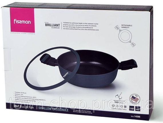 Сотейник Fissman Brilliant Ø28см (4.1л) с антипригарным покрытием XylanPlus FN-14386 | Зображення 4