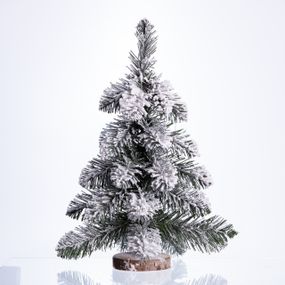 Штучна міні ялинка "Снігова королева" засніжена на дерев'яній підставці 40 см SOK-M-05-1