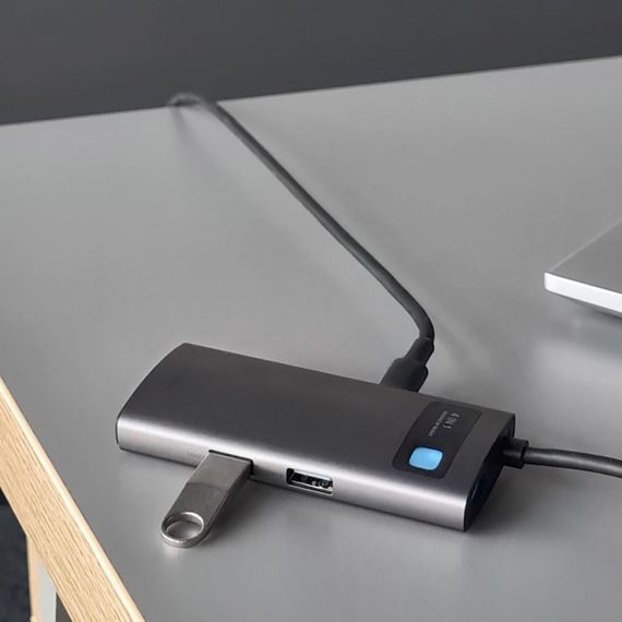 USB-Хаб Baseus Metal Gleam Series 4-in-1 Type-C gray | Зображення 5