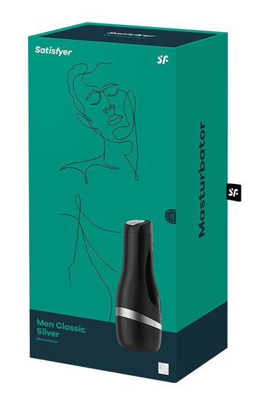 Мастурбатор Satisfyer Men Classic, чорний із сріблястою смужкою Sex Aura | Зображення 1