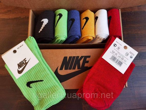 Шкарпетки високі Nike різні кольори, чоловічі шкарпетки Найк різнокольорові, спортивні шкарпетки, 36-41 Чорний | Зображення 2