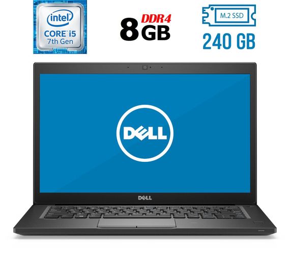 Ноутбук Б-класс Dell Latitude 7490 / 14" (1920x1080) IPS / Intel Core i5-7300U (2 (4) ядра по 2.6 - 3.5 GHz) / 8 GB DDR4 / 240 GB SSD M.2 / Intel HD Graphics 620 / WebCam / Fingerprint / HDMI б/у