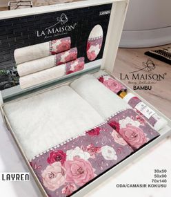 Подарочный набор бамбуковых полотенец La Maison, 3 шт. с ароматом Layren