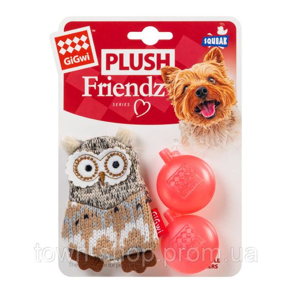 Игрушка для собак Сова с пищалкой GiGwi Plush, текстиль, 10 см | Зображення 1