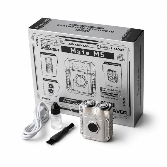 Чоловіча електробритва MS-1098 5 Вт, USB, Срібляста / Міні бритва для обличчя / Електрична бритва / Портативна бритва | Зображення 8
