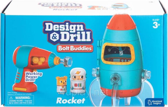 Развивающий STEM набор Закручивай и учись Ракета с болтиками и шуруповёртом от Educational Insights | Зображення 1
