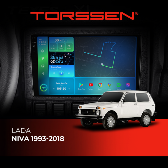 Штатна магнітола Torssen Lada Niva 1993-2018 NF9 Carplay