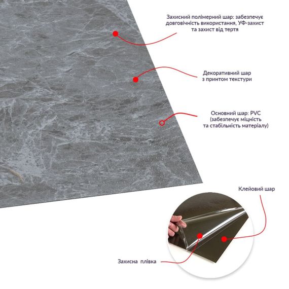 Самоклеюча LVT плитка 457*457*1.5mm (D) SW-00002458 | Зображення 3