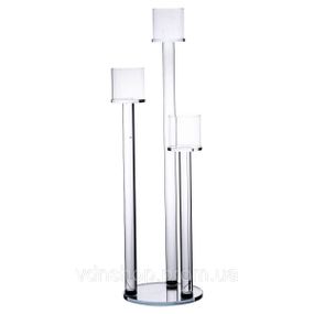Підсвічник скляний на 3 свічки 16×57 см підсвічник декоративний прозорий на ніжці HP-4-15