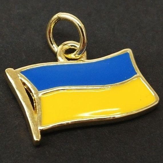Підвіска "Прапор України" 12х16 мм, колір золото (гіппоалергенний сплав)