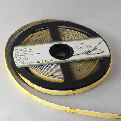 Светодиодная лента LED-STIL 3000K 9 Вт/м COB 480 діодів IP33 24 Вольта 900 lm тепле світло (UC3-24-480-8-90) - | Зображення 4