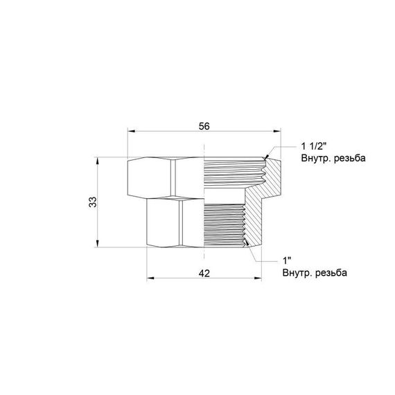 Перехідник плоский Icma 1" 1/2х1" ВВ No789 | Зображення 1
