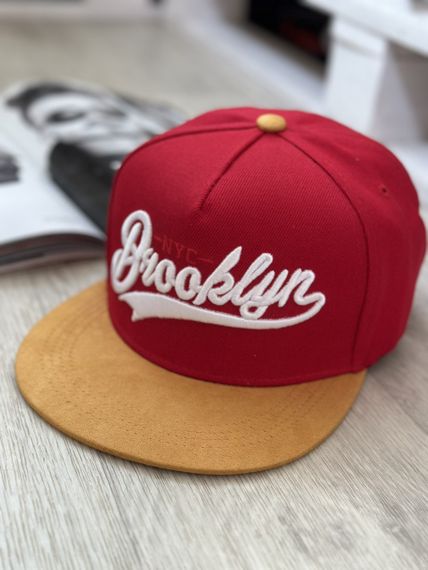 Кепка снепбек (Snapback)  Brooklyn  NYС Червонний з коричневим 56-61р (9032) | Зображення 2